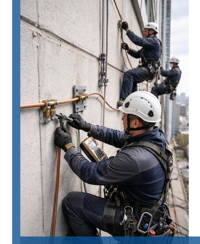 Монтаж системы заземления здания и молниезащиты в Твери