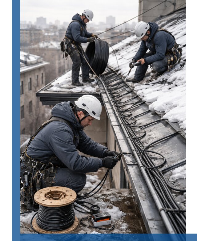 Монтаж греющего кабеля на кровле в Твери под ключ