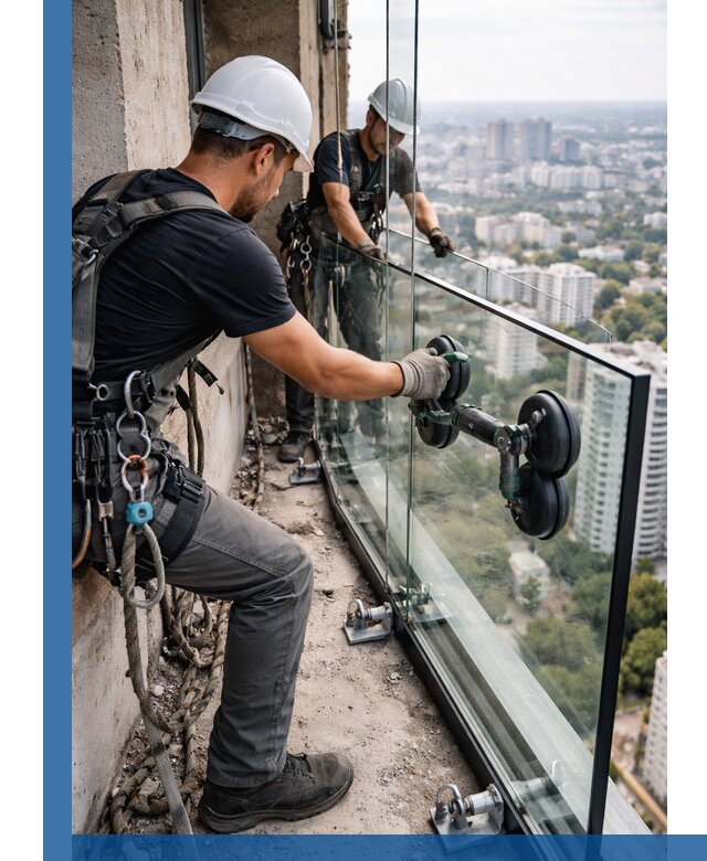 Монтаж стеклянных ограждений под ключ с гарантией в Твери