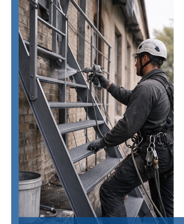 Покраска и антикоррозионная защита пожарных лестниц в Твери