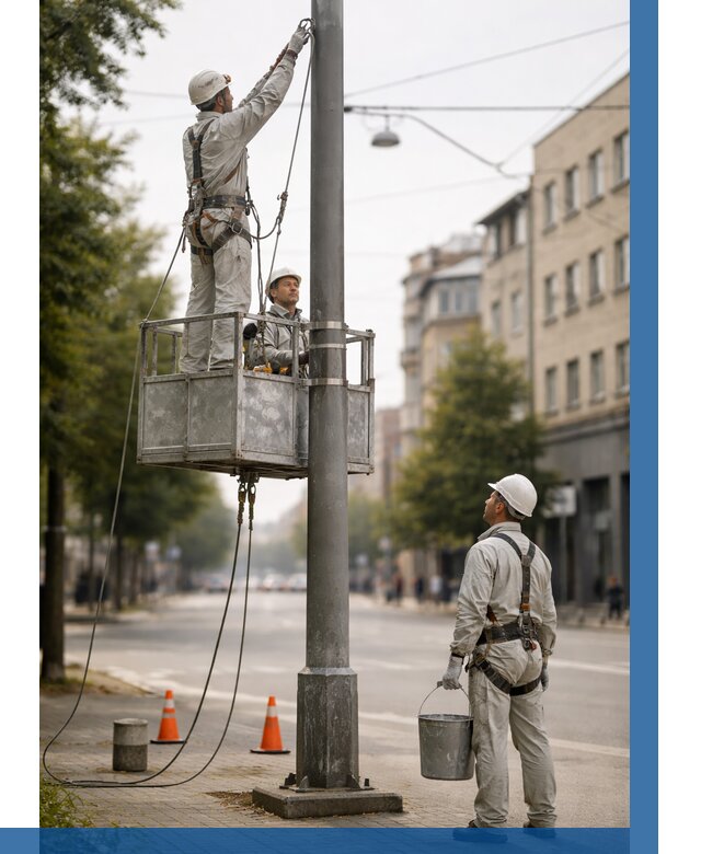 Покраска опор освещения в Твери от 5435 р. | ВЫСОТНИК-Твр