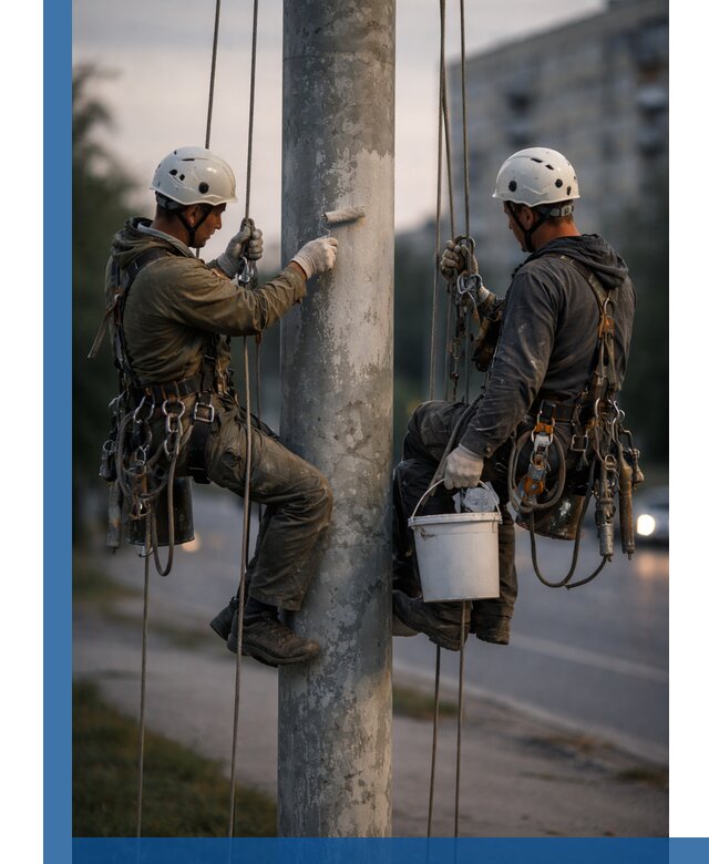 Покраска опор освещения и антикоррозийная защита в Твери