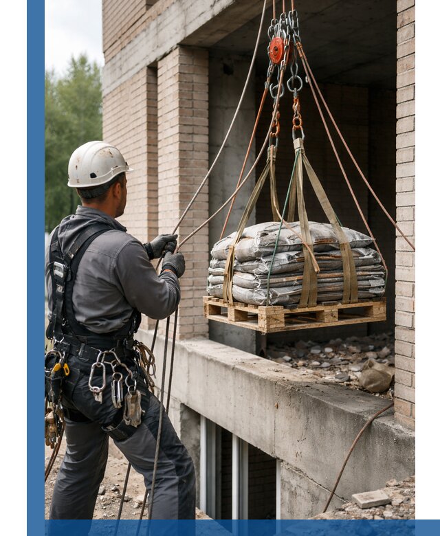 Подъем материалов на этаж веревками в Твери оперативно