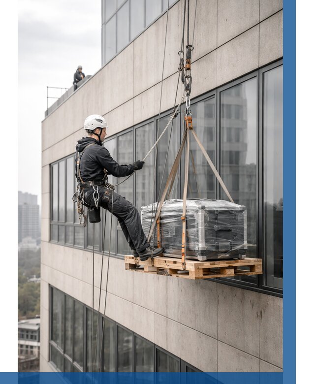 Спуск груза по фасаду в Твери от 3805 р. | ВЫСОТНИК-Твр