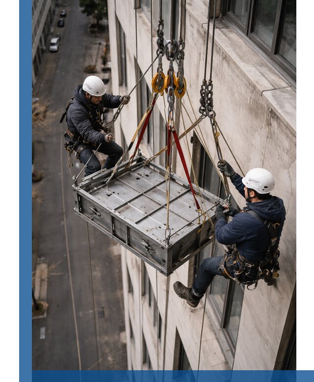Спуск и подъем грузов по фасаду в Твери для зданий