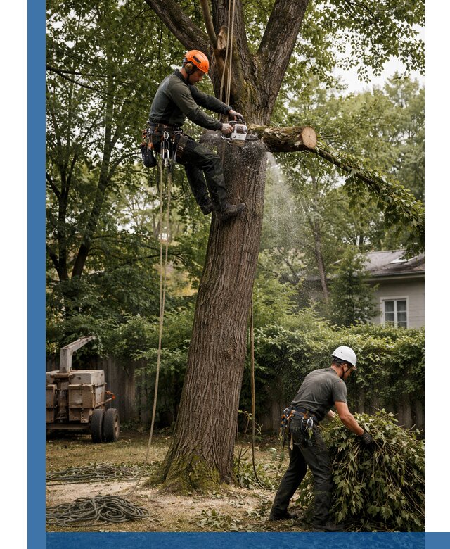 Кронирование деревьев в Твери, безопасная высотная обрезка