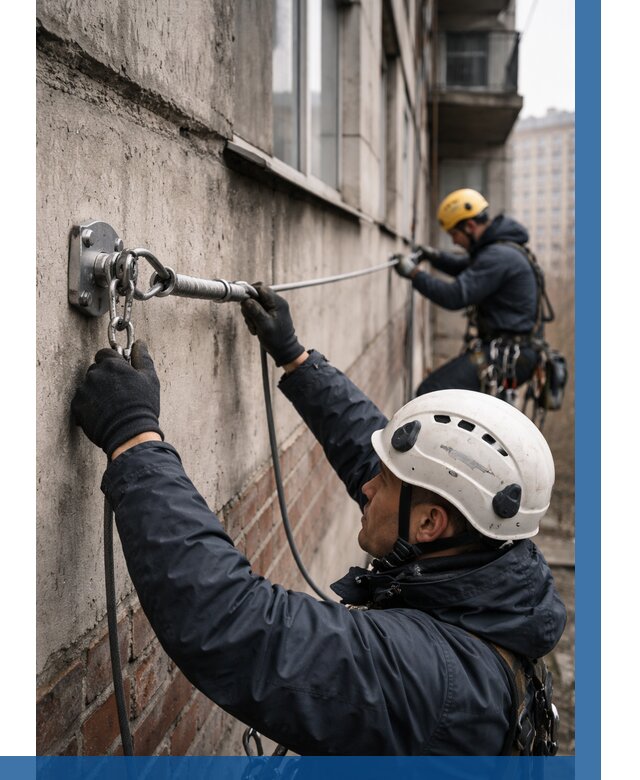 Монтаж анкерных линий в Твери от 3261 р. | ВЫСОТНИК-Твр